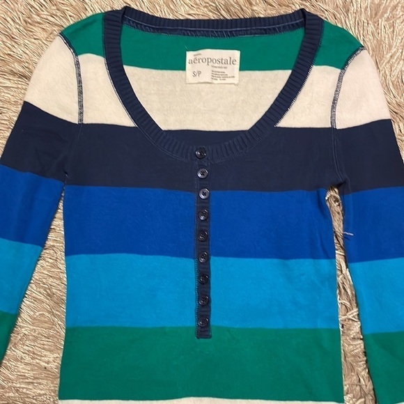 AEROPOSTALE Scoop Neck Long Sleeve Fitted Top - Picture 2 of 7